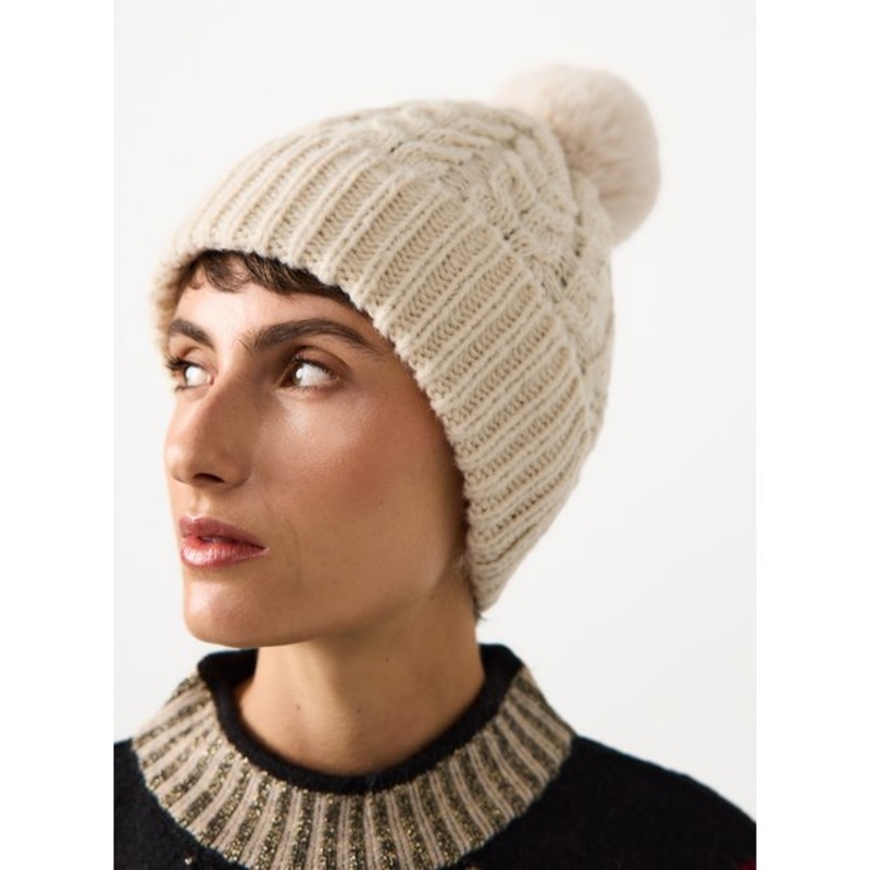 Cream Cable Knitted Beanie One Size