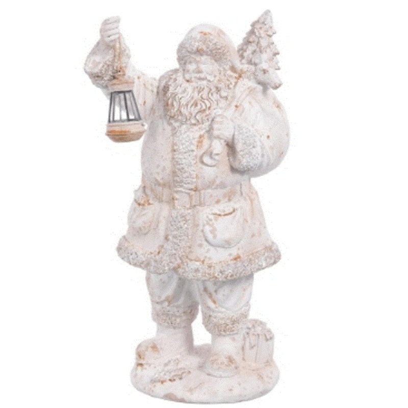 Santa Holding a Lantern Antique White 17″