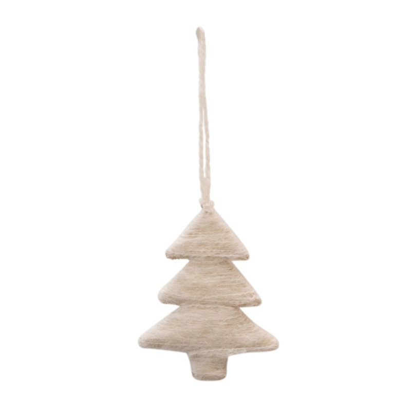 Yarn Wrapped Tree Ornament – Cream