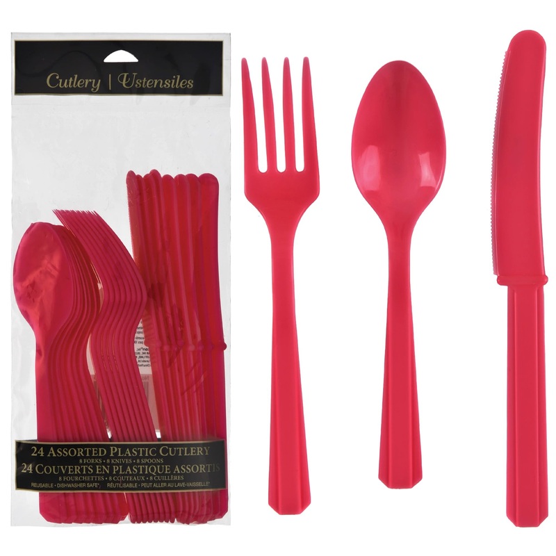 Value Reusable Assorted Cutlery, Low Ct. – Apple Red
