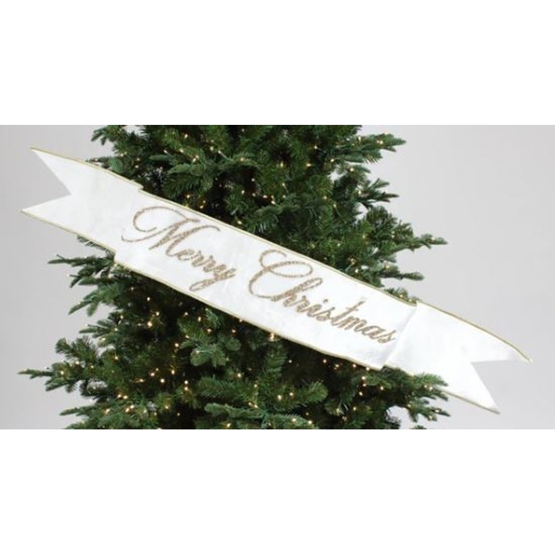 White Merry Christmas Banner 4″X36″
