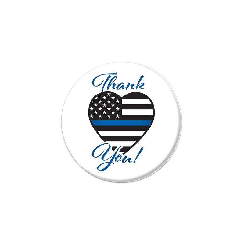 6 Pack Bulk Thank You! Law Enforcement Button- Heart Flag