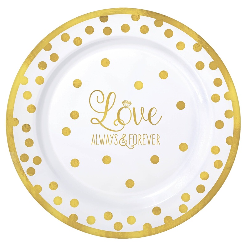 “Love” Round Premium Plastic Plates, 7 1/2″