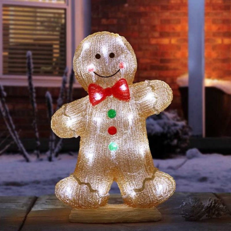 30cm Battery Operated Light up Christmas Gingerbread Boy with Cool White LEDs