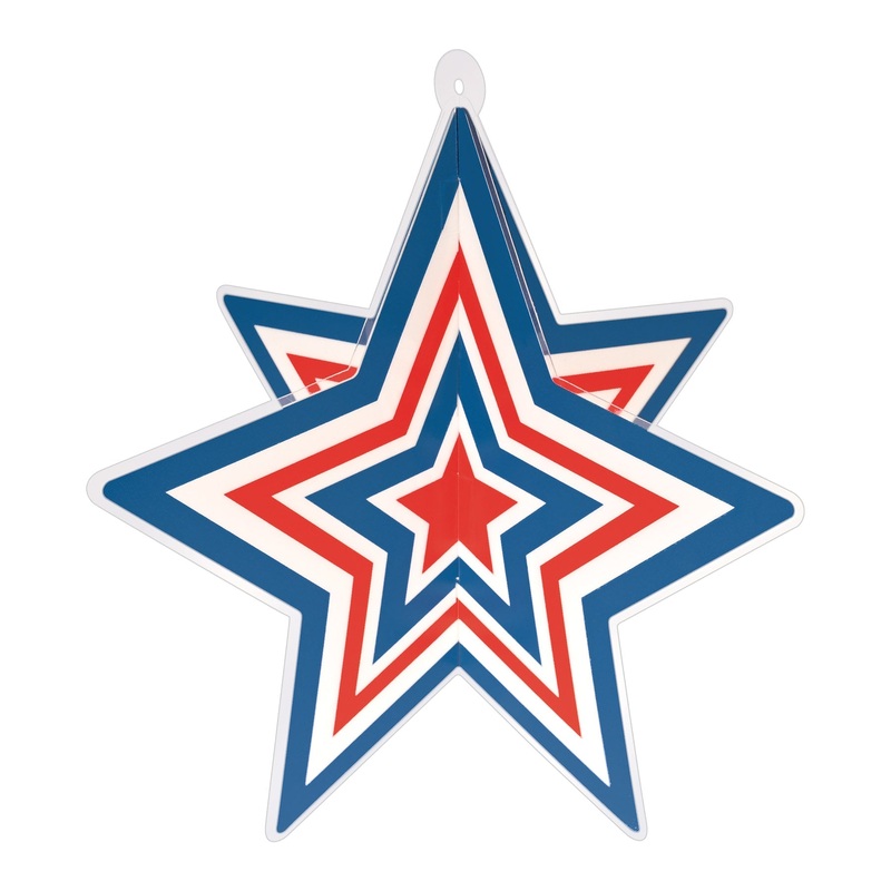 12 Pack Beistle Red, White and Blue 3-D Plastic Star Centerpiece