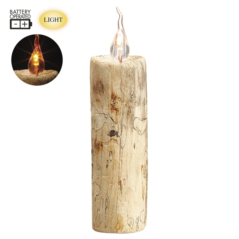 7.09″ Battery Operated Wood Faux Candle Natural