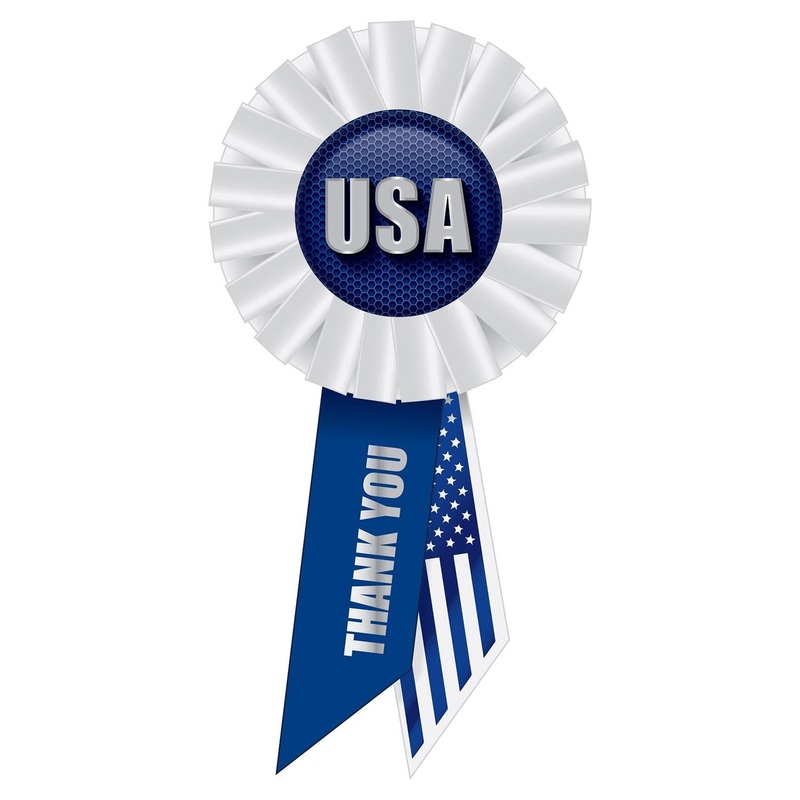 6 Pack Bulk USA Rosette- White and Blue
