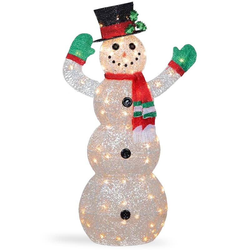 National Tree Company LED Clear Crystal Snowman 48 in. Yard Decor