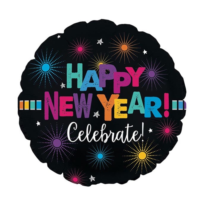 A002 17″ NEW YEAR COLORFUL FOIL BALLOON