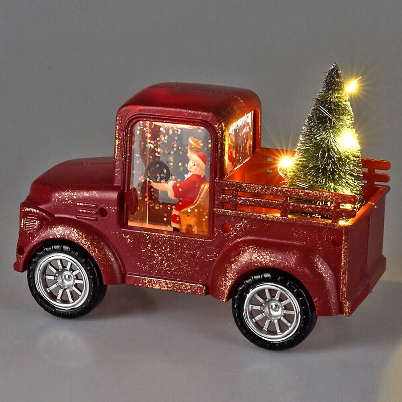 URBNLIVING 16cm Width Red Christmas Car Tree LED Light Up Santa/Snowman Truck Xmas Festive Decoration