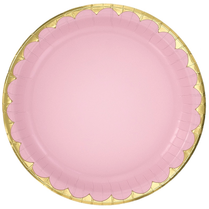 6 3/4″ Metallic Paper Plate – Rose