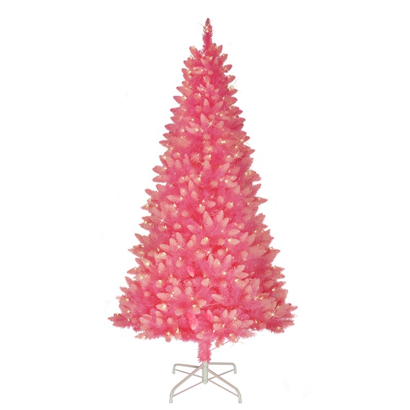 Puleo International 6-1/2 ft. Full Incandescent 300 ct Pink Pine Christmas Tree