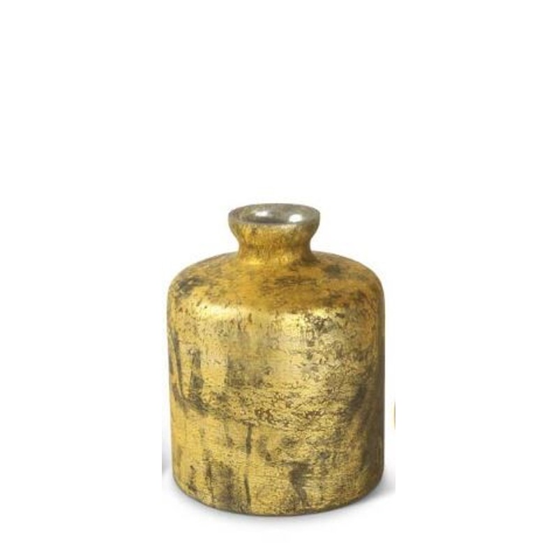 Antique Glass Gold Matte Bottle Vase 11″