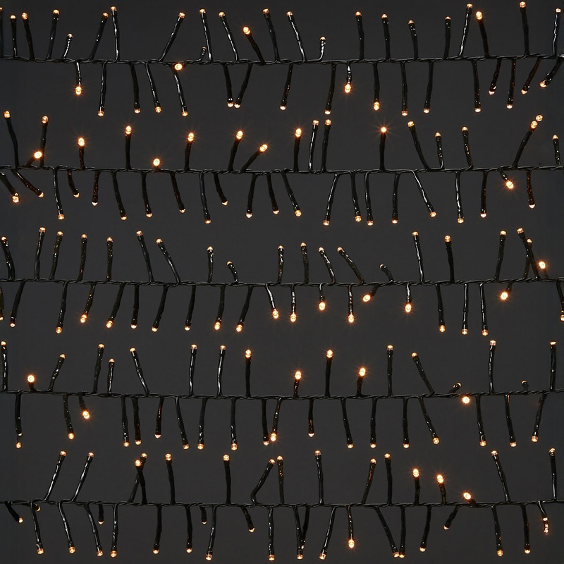 1000 Warm white Cluster LED String lights With timer function & 25m Green cable