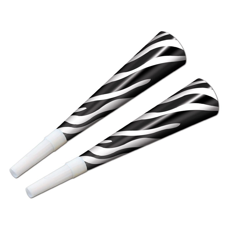100 Pack Bulk Zebra Print Horns