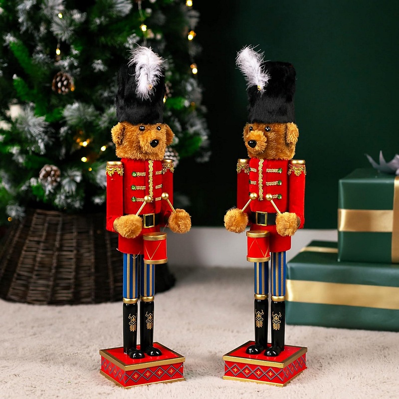 2x Teddy Bear Nutcracker Decoration – 38cm