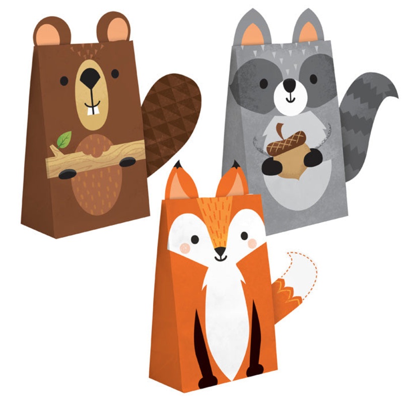 Wild One Woodland Paper Treat Bags (8/Pkg)