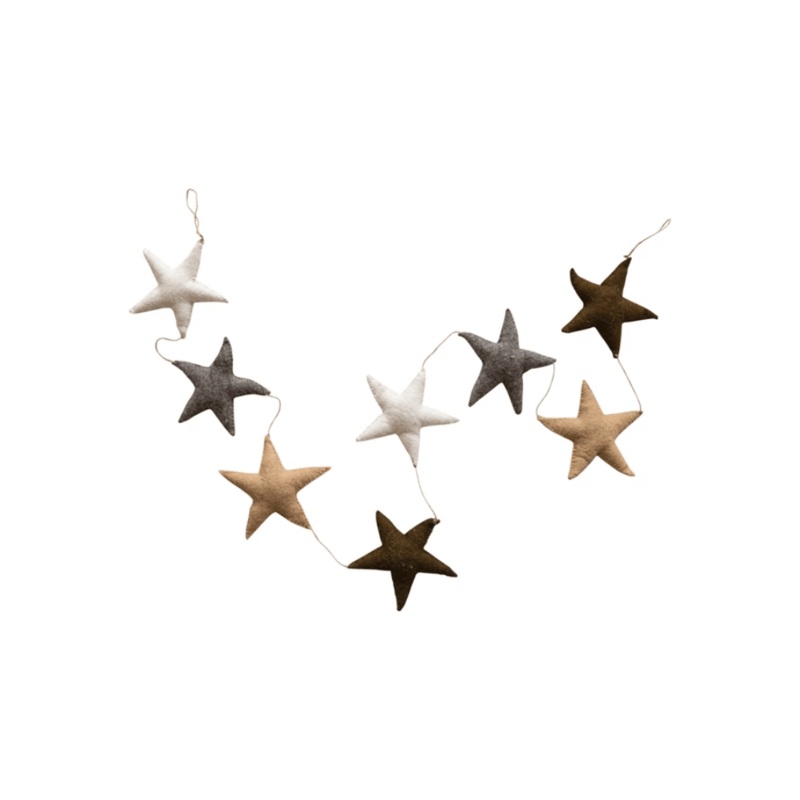 Wool Felt Star Garland – Natural Multi