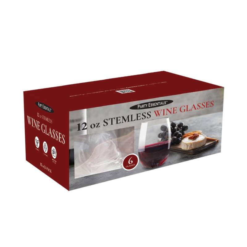 12 OZ. STEMLESS WINE GLASS  CLEAR 6 CT.