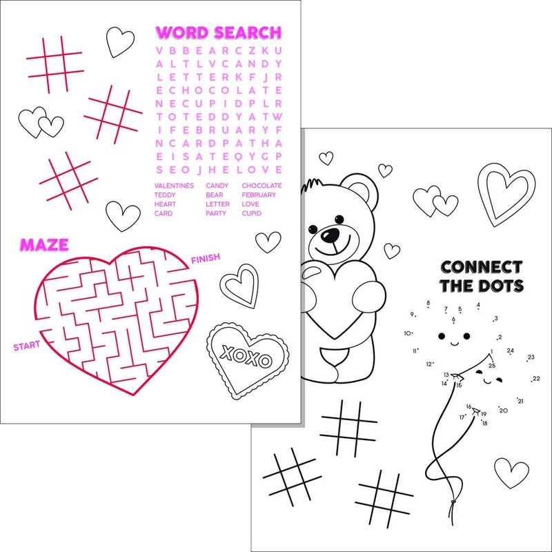300 pc Bulk Valentines Activity Sheet
