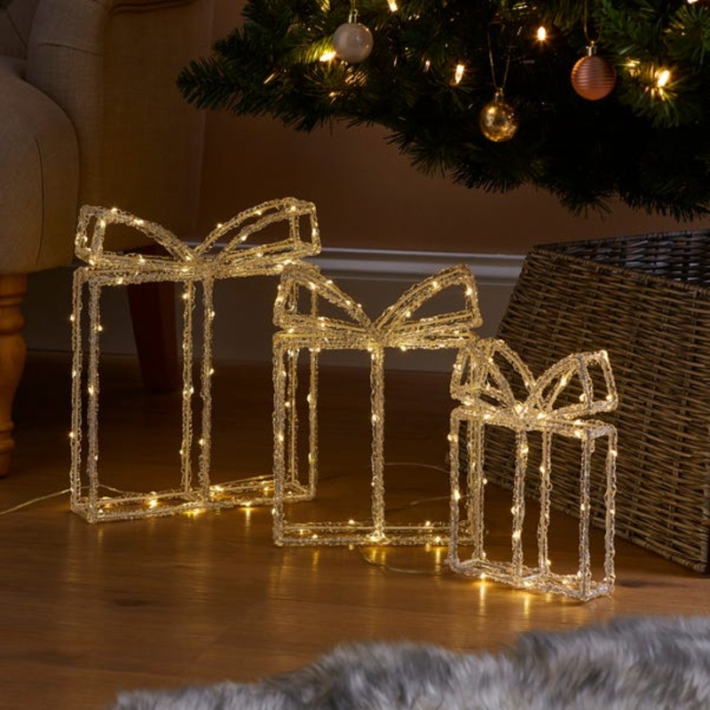 Set of 3 Light Up Acrylic Parcels