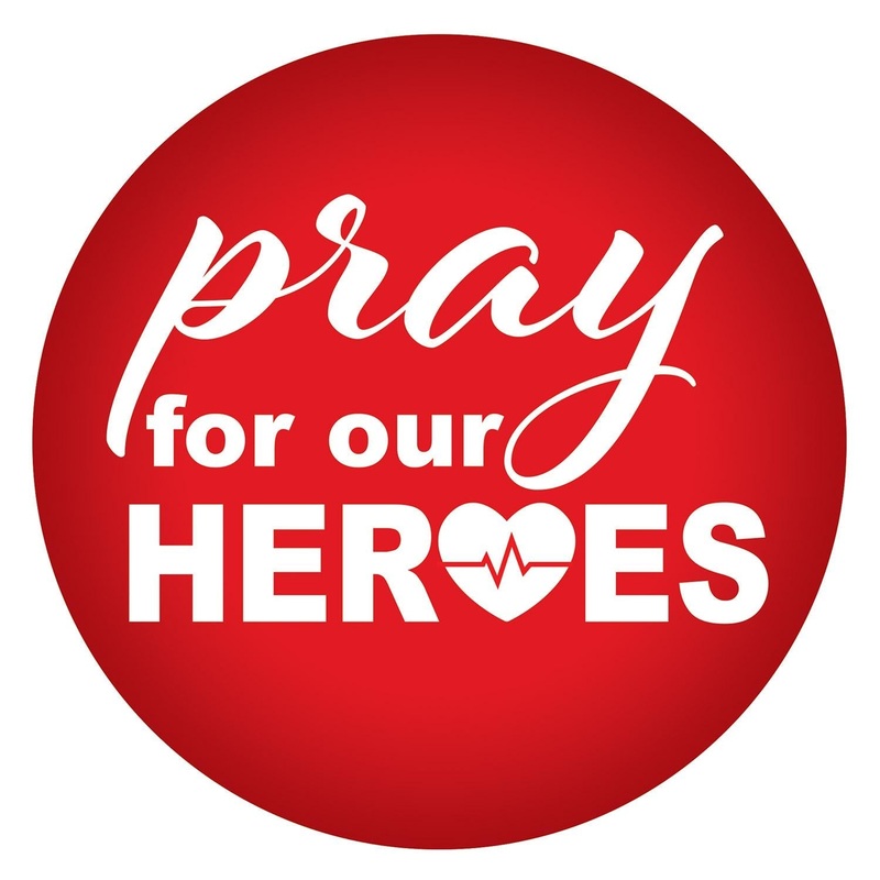 6 Pack Bulk Pray For Our Heroes Button- Red