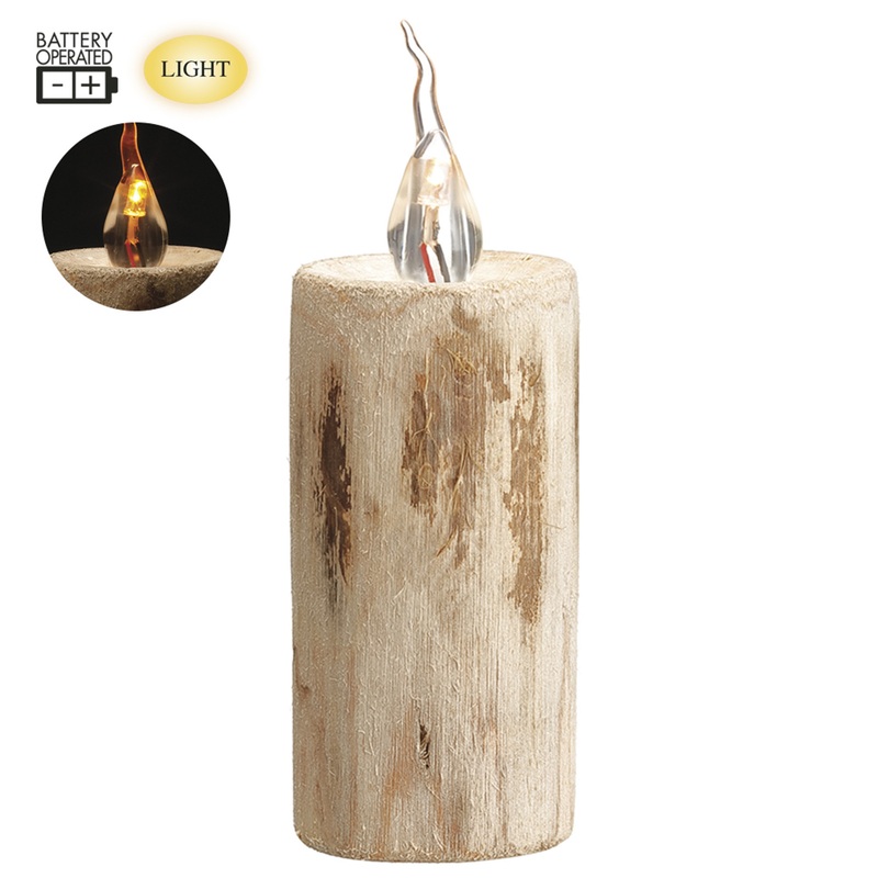 5.11″ Battery Operated Wood Faux Candle Natural