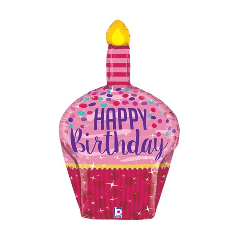 “Happy Birthday” Cupcake Foil Balloon