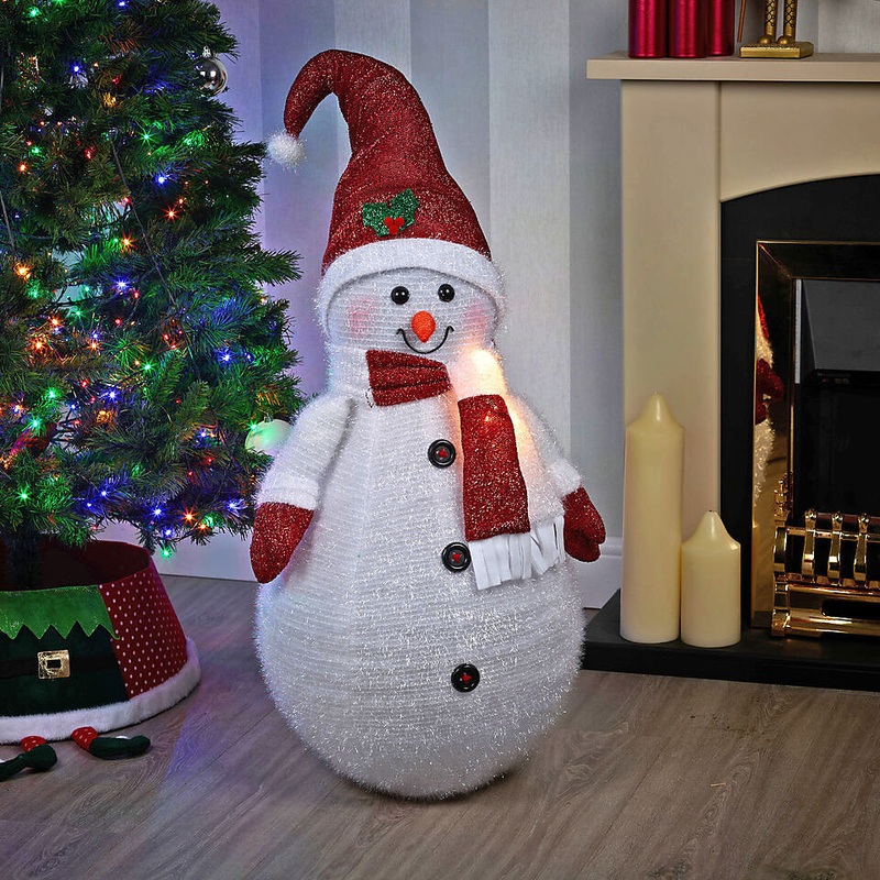 URBNLIVING 1M Tall Collapsible XXL Christmas Snowman Xmas Festive Decoration Light up LED Indoor Outdoor Decor