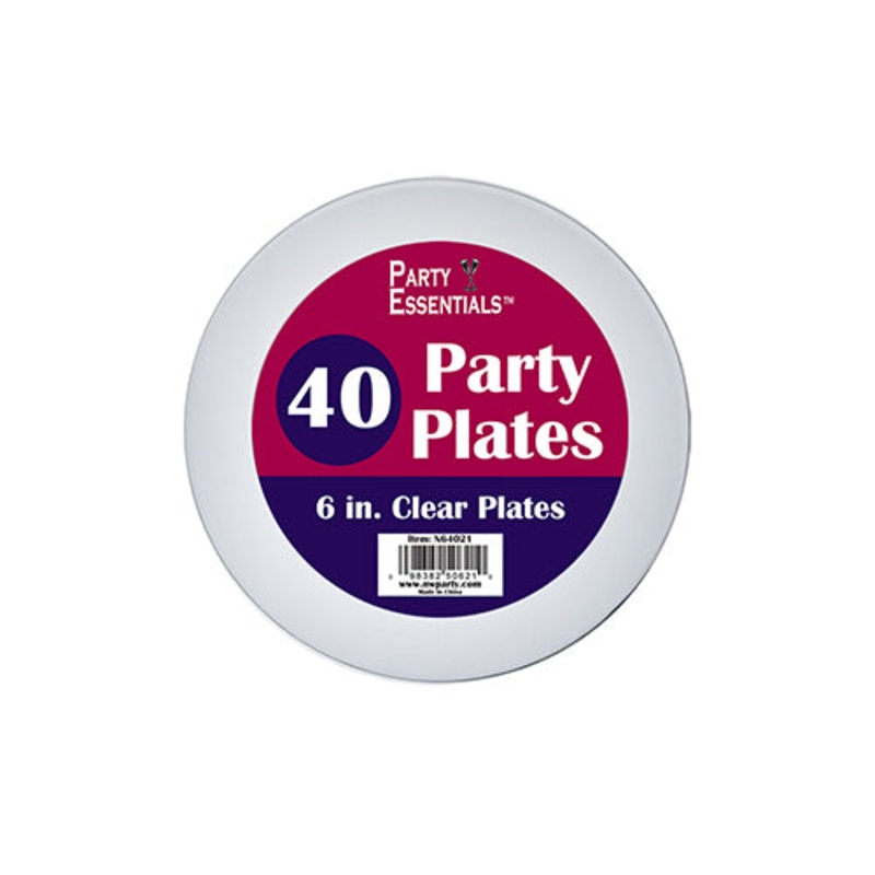 6 PARTY PLATES  CLEAR 40 CT.