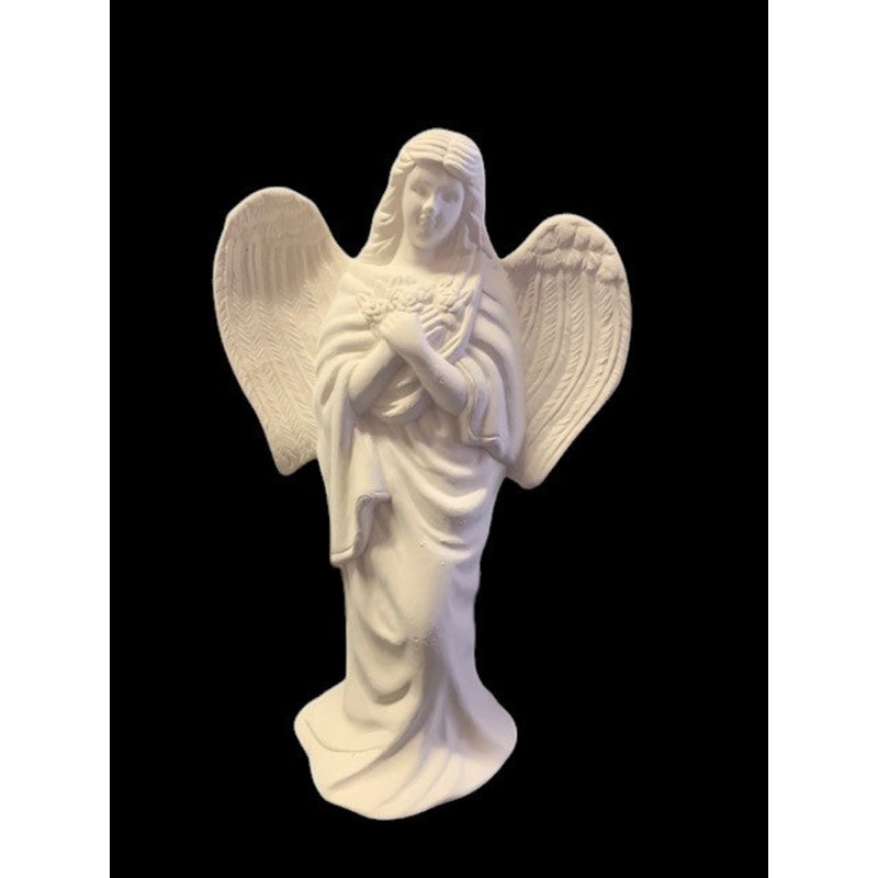 Arms Crossed Standing Angel with Flowers