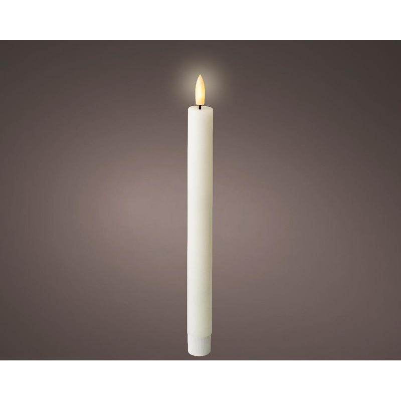 9.6″ LED Wick, Wax Dinner Candle, Box of 2, White