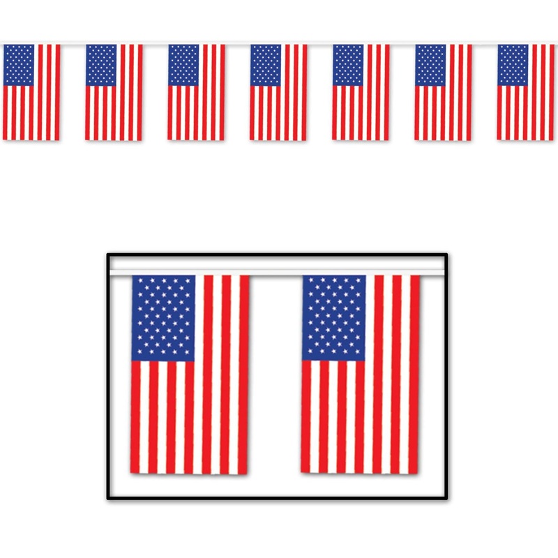 12 Pack Bulk American Flag Party Pennant Banner