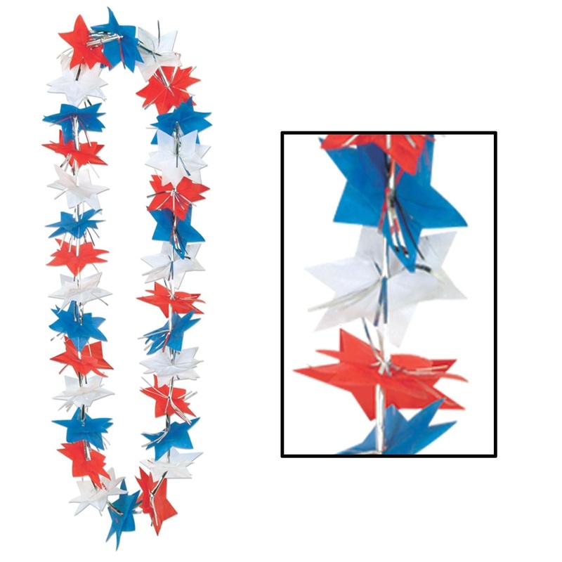 12 Pack Bulk Patriotic Star Party Lei