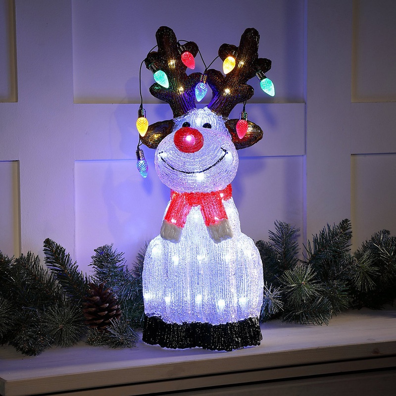 50cm Acrylic Christmas Reindeer with LED String Lights