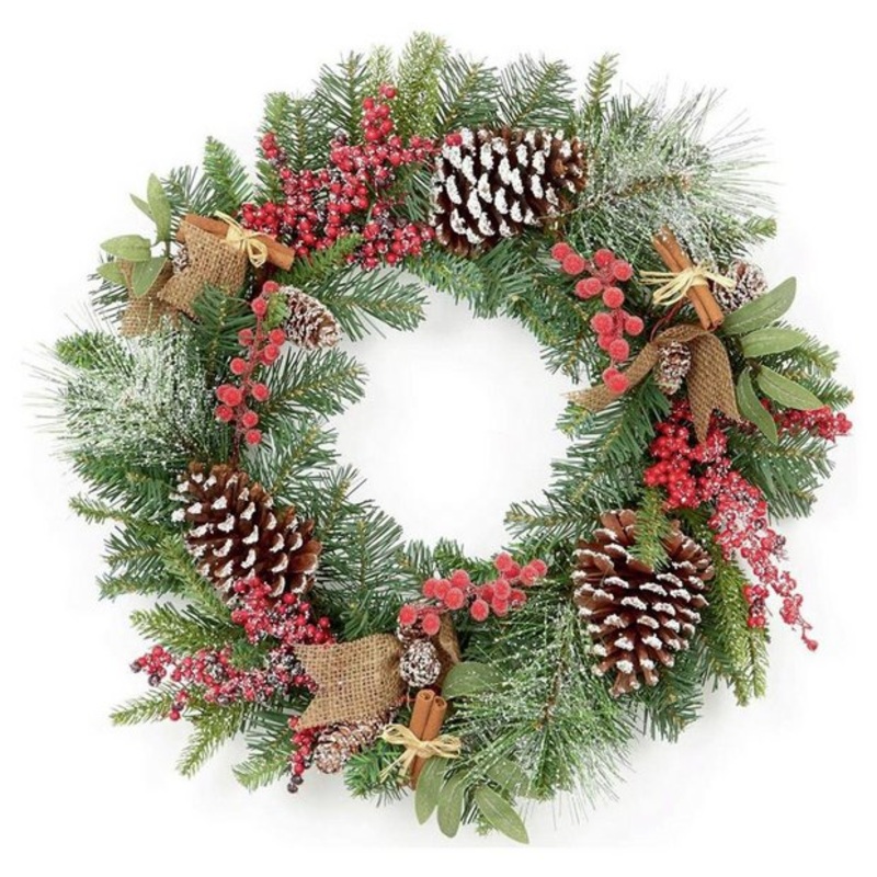 Premier Decorations Berry & Cone Frosted Christmas Wreath