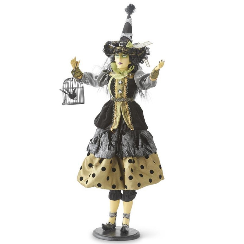 26.5″ Endora Witch w/Gray Green and Black Dot Dress