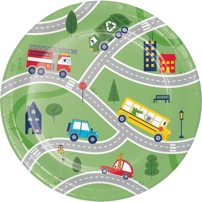 Transportation Time Luncheon Plate (8/Pkg)