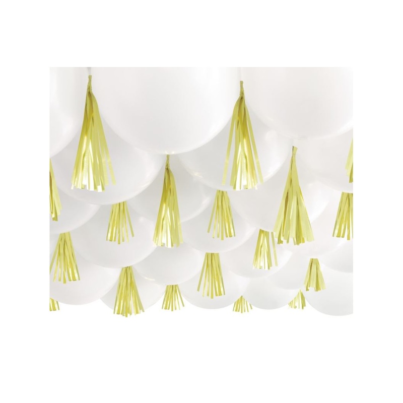 White Latex Balloon & Foil Tinsel Ceiling Decorating Kit  30pc