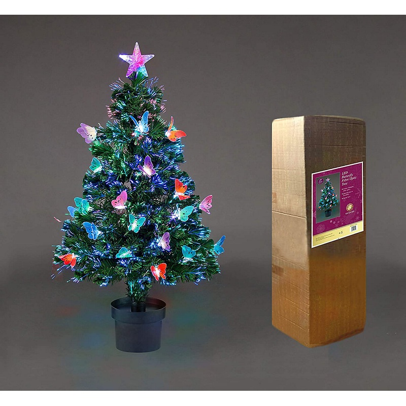 2Ft/60cm Butterflies Fibre Optic Christmas Tree LED Pre-Lit