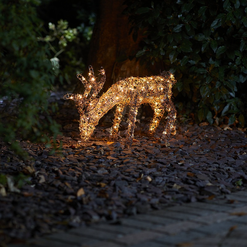 Warm white LED Grazing Reindeer Freestanding Silhouette (H) 410mm