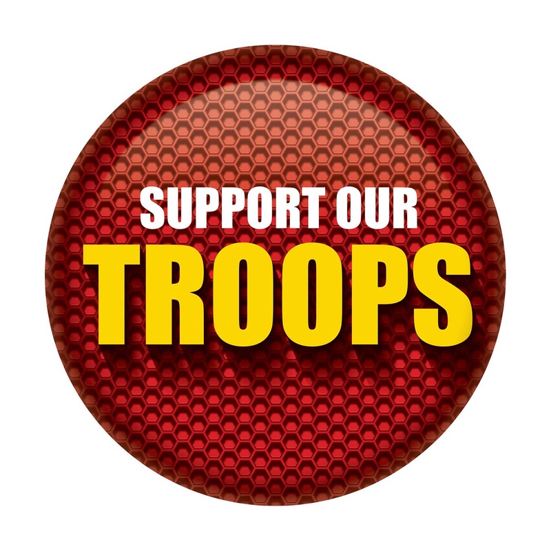 6 Pack Bulk Support Our Troops Button – Red