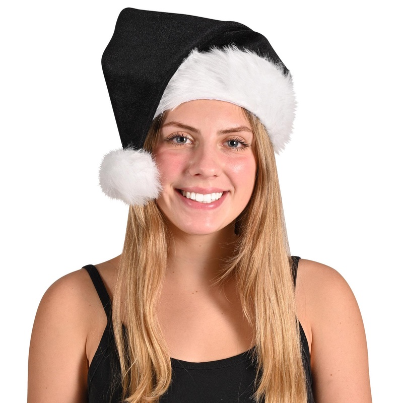 12 Pack Bulk Black Santa Hat