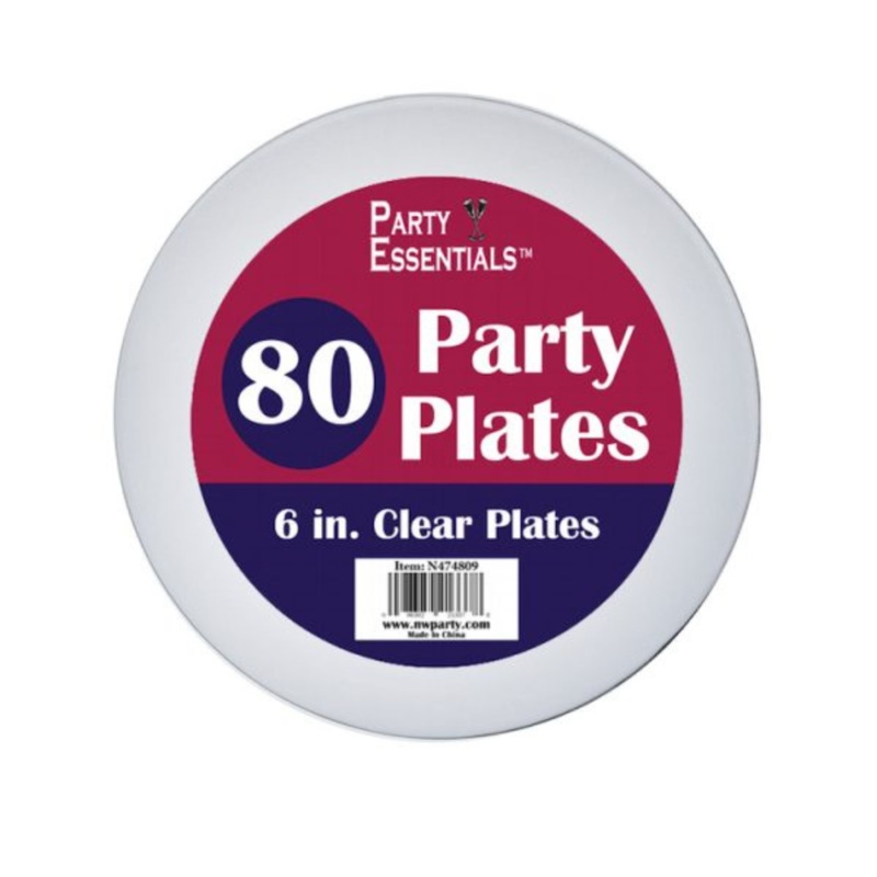 6″ PARTY PLATES  CLEAR 80 CT.