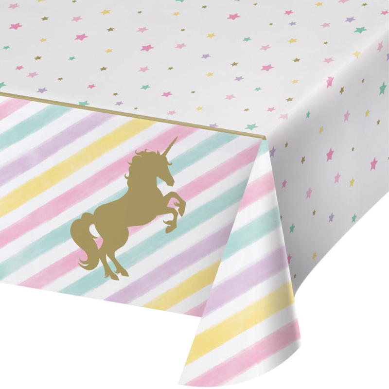 Unicorn Sparkle Plastic Tablecover, 54″ X 102″