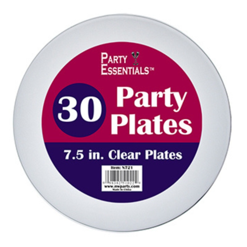 7.5 PARTY PLATES  CLEAR 30 CT.