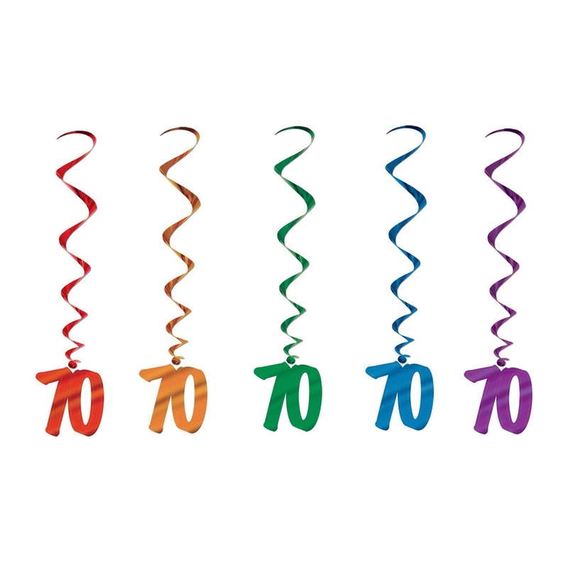 30 Piece Bulk 70th Birthday Party Whirls – Solid Multicolor