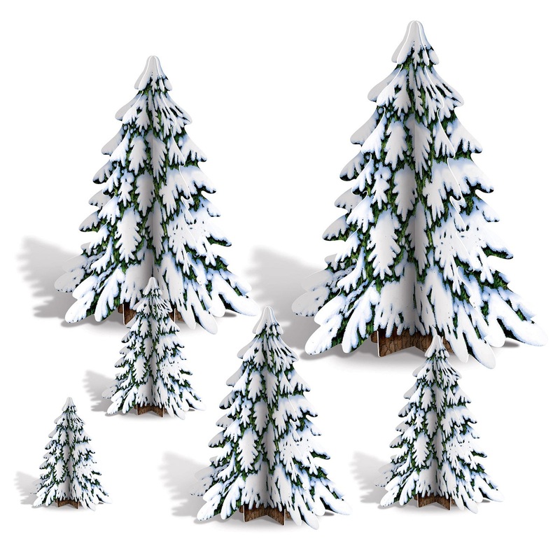 72 Piece Bulk Christmas 3-D Winter Pine Tree Centerpieces