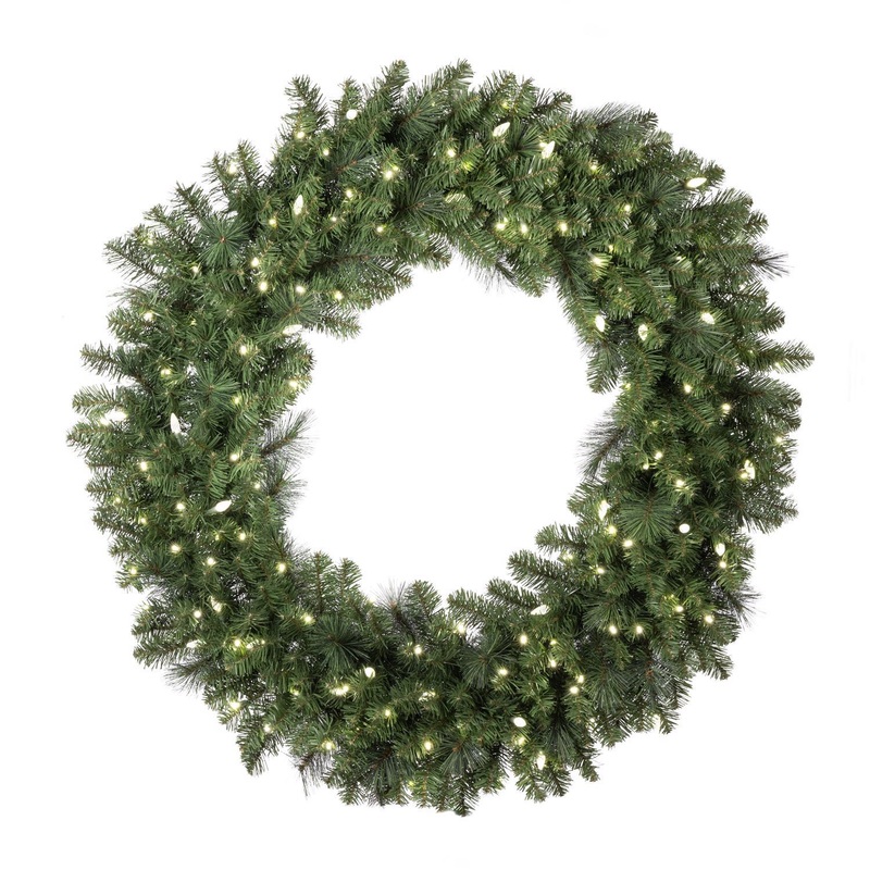 Celebrations 48 in. D LED Prelit Pure White Pine Wreath