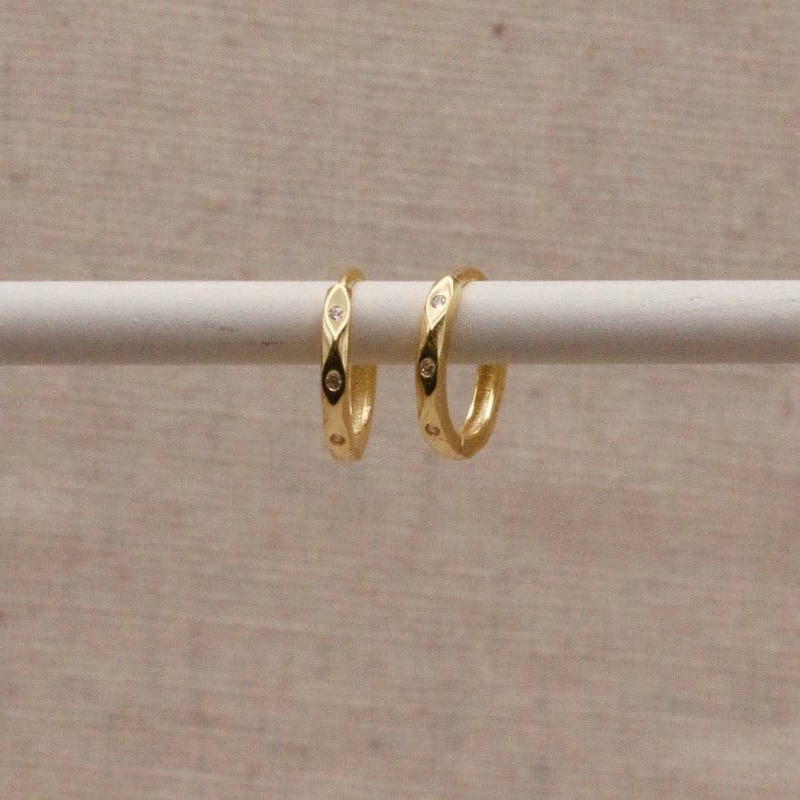 Gold Marquise Huggie Hoops